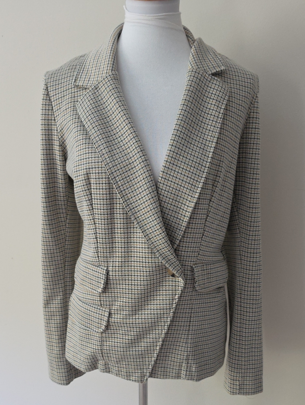 Maeve Women's Single-Button Checked Blazer Jacket - Cream & Tan